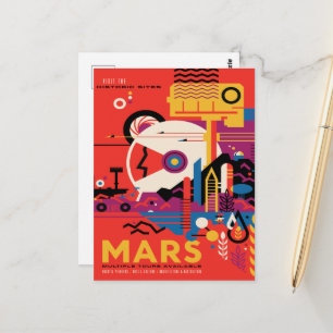 Sci-Fi-Reise-Werbung, Planet Mars Postkarte