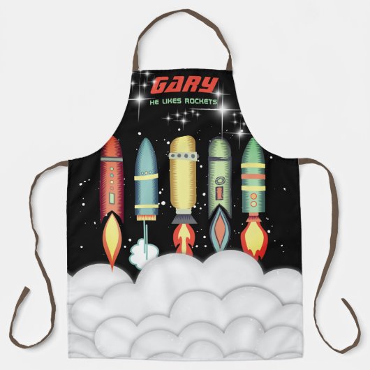 Sci-fi-Retroraketen Weltraum personalisiert Schürze (Vorderseite)
