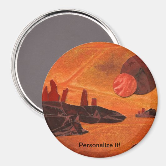 Sci-Fi "Seas of Fire" doppelte Sonnen, Lavasee Wel Magnet (Vorderseite/Rückseite)