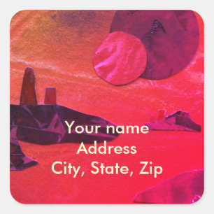 Sci-Fi "Seas of Fire" molten Lava Alien world Squ Quadratischer Aufkleber