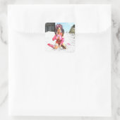 Sci Fi Snow Punk Quadratischer Aufkleber (Tasche)