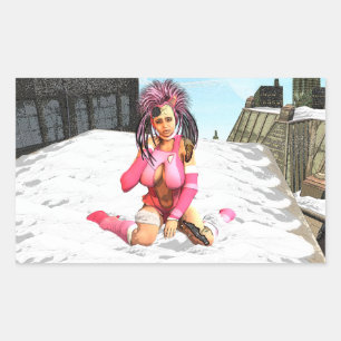 Sci Fi Snow Punk Rechteckiger Aufkleber