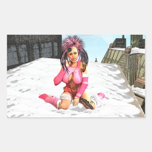 Sci Fi Snow Punk Rechteckiger Aufkleber (Vorderseite)