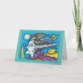 SCI FI SPACE WITCH & COMET CAT HALLOWEEN Leer Karte (Vorderseite)