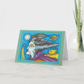 SCI FI SPACE WITCH & COMET CAT HALLOWEEN Leer Karte (Vorderseite)