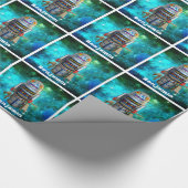 Sci-Fi Spielzeugroboter blauer Galaxie-Retro-indiv Geschenkpapier (Ecke)