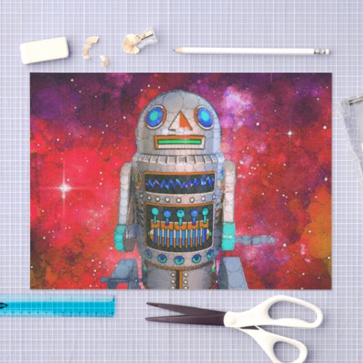 Sci-Fi Spielzeugroboter Rote Galaxie cool Retro Ge Seidenpapier (Handwerk)