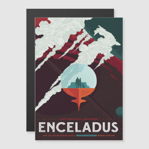 Sci-Fi Travel Ad, Moon Enceladus Magneteinladung
