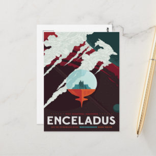 Sci-Fi Travel Ad, Moon Enceladus Postkarte