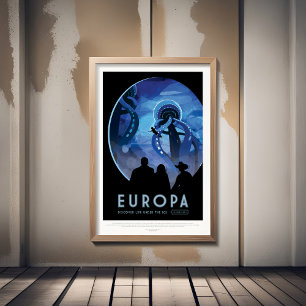 Sci-Fi Travel Ad, Moon Europa Fotodruck