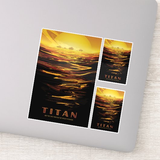 Sci-Fi Travel Ad, Moon Titan Aufkleber (Detail)