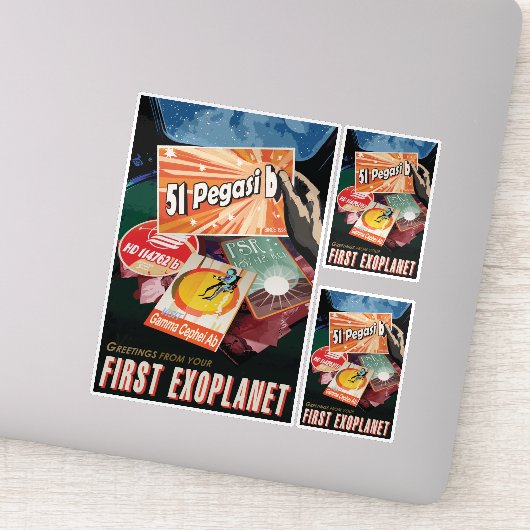Sci-Fi Travel Ad, Planet 51 Pegasi b Aufkleber (Detail)