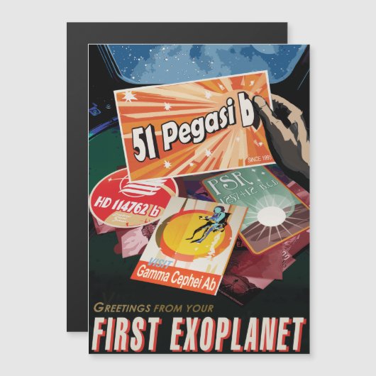 Sci-Fi Travel Ad, Planet 51 Pegasi b Magneteinladung (Vorne/Hinten)