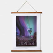 Sci-Fi Travel Ad, Planet Jupiter Wandteppich Mit Holzrahmen (Vorderseite)
