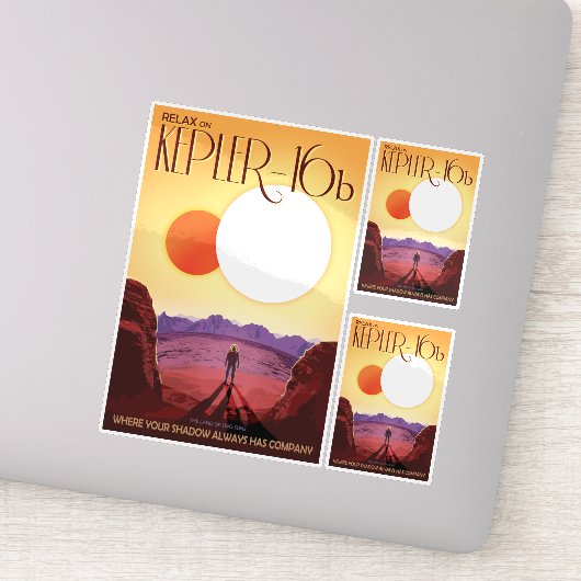 Sci-Fi Travel Ad, Planet Kepler-16b Aufkleber (Detail)