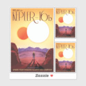 Sci-Fi Travel Ad, Planet Kepler-16b Aufkleber (Blatt)