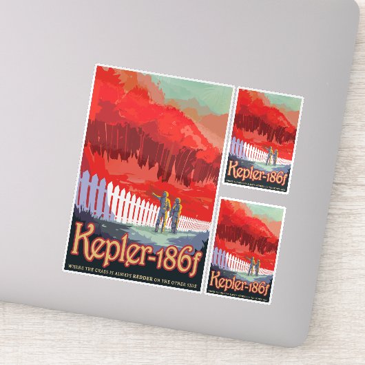 Sci-Fi Travel Ad, Planet Kepler-186f Aufkleber (Detail)