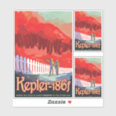 Sci-Fi Travel Ad, Planet Kepler-186f Aufkleber (Blatt)