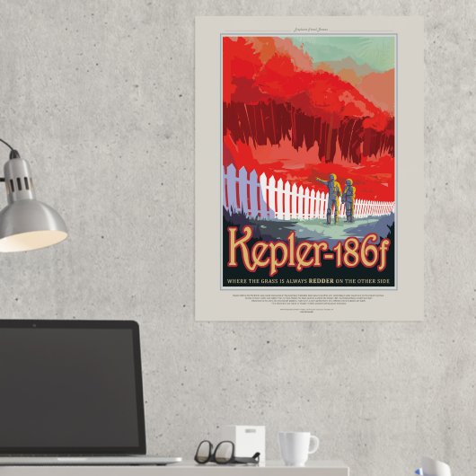 Sci-Fi Travel Ad, Planet Kepler-186f Foliendrucke (In Situ (Schreibtisch 2))