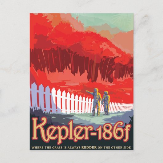 Sci-Fi Travel Ad, Planet Kepler-186f Postkarte (Vorderseite)