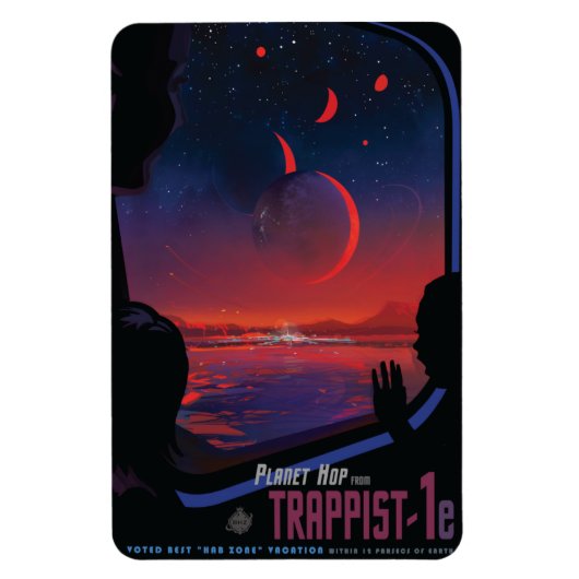 Sci-Fi Travel Ad, Planet Trapist-1e Magnet (Vertikal)