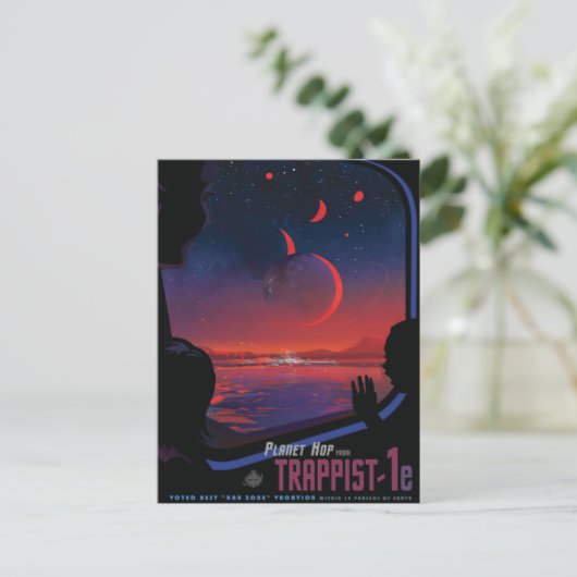Sci-Fi Travel Ad, Planet Trapist-1e Postkarte (Stehend Vorderseite)