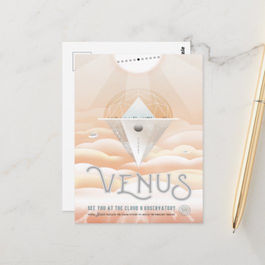 Sci-Fi Travel Ad, Planet Venus Postkarte (Vorderseite/Rückseite Beispiel)