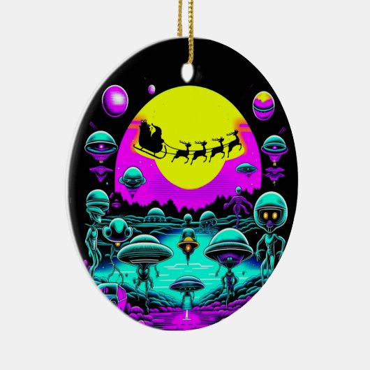 Sci-fi Weihnachtsgeburten-Außerirdischen Keramik Ornament (Rechts)