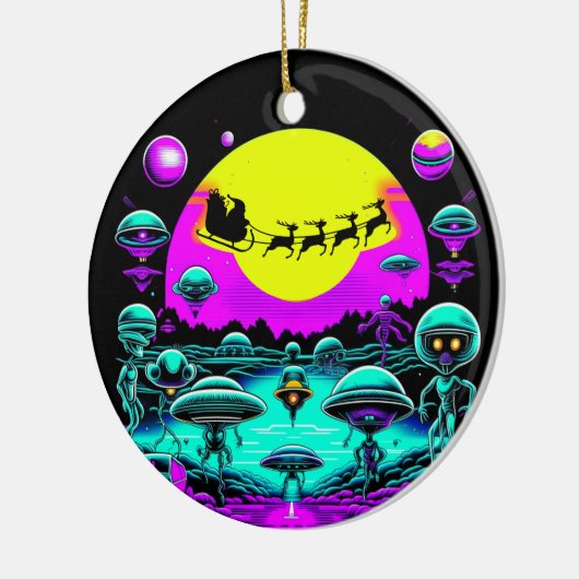 Sci-fi Weihnachtsgeburten-Außerirdischen Keramik Ornament (Links)