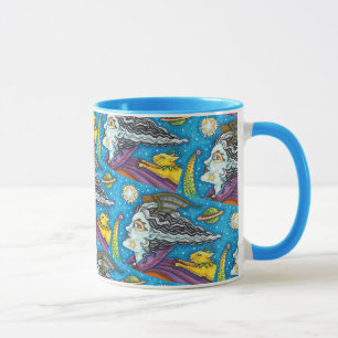 SCI FI WELTRAUMHEXE & KOMETKATZE FARBENFROHES HALL TASSE