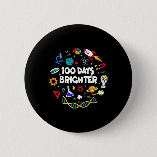 Science 100 Days Brighter Student Happy 100 Day Button (Vorderseite)