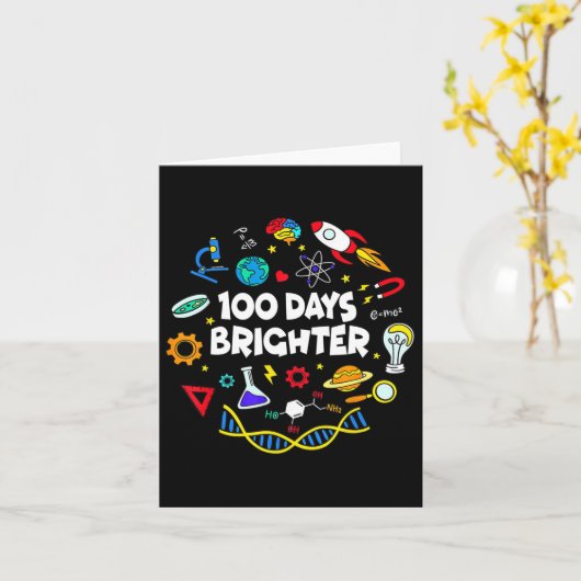 Science 100 Days Brighter Student Happy 100 Day Karte (Gelbe Blume)