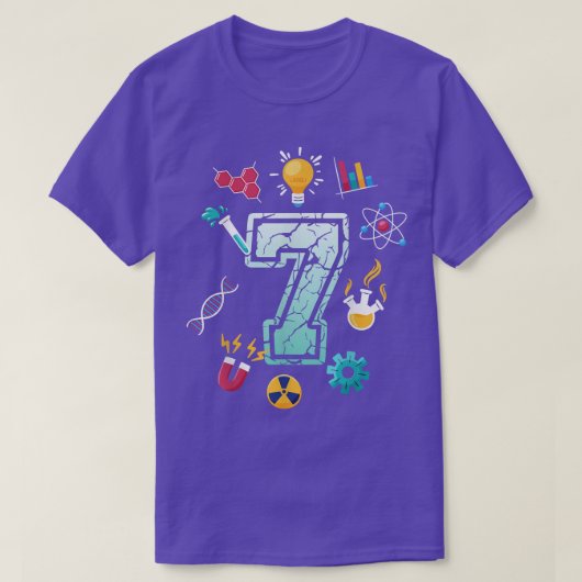 Science 7 Year Old Birthday School Party Scientifi T-Shirt (Design vorne)