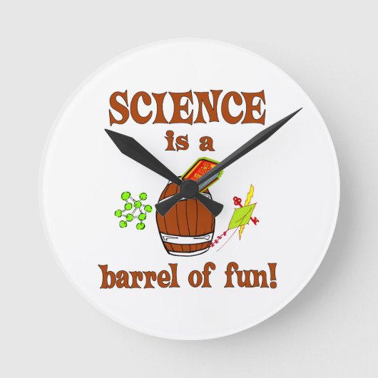 Science Barrel of Fun Runde Wanduhr (Vorderseite)