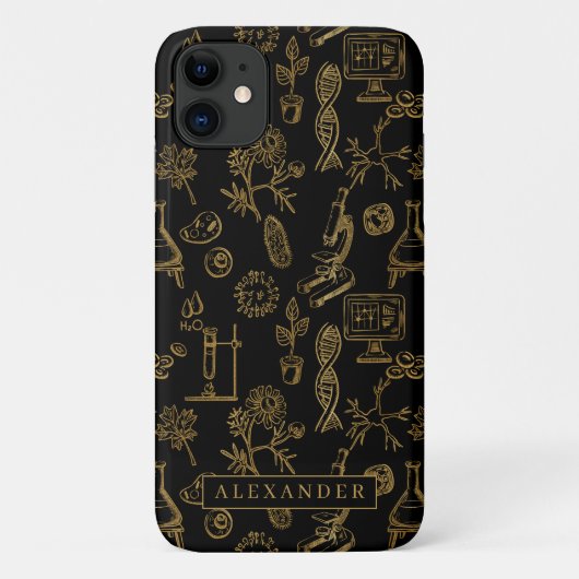 Science Biology Art Gold Muster Monogram Case-Mate iPhone Hülle (Rückseite)