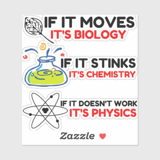 SCIENCE BIOLOGY CHEMISTRY PHYSICS AUFKLEBER (Blatt)