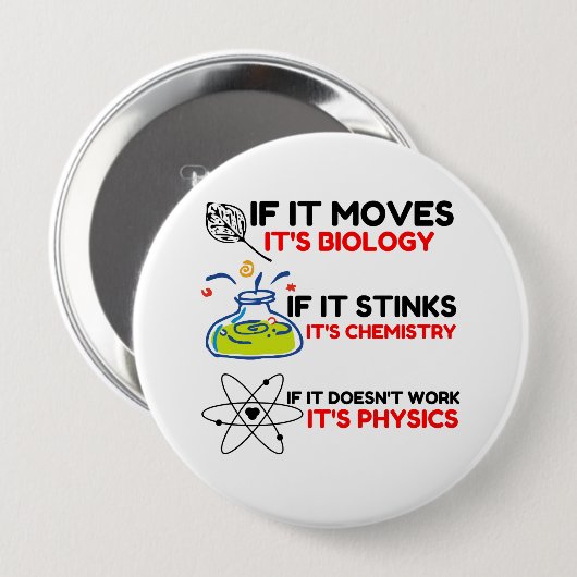 SCIENCE BIOLOGY CHEMISTRY PHYSICS BUTTON (Vorne & Hinten)