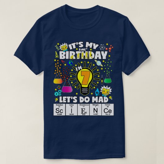 Science Birthday heme Age 7 Lasse Do Science T-Shirt (Design vorne)