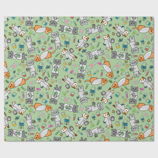 Science Cats Wrapping Paper Geschenkpapier (Flach)
