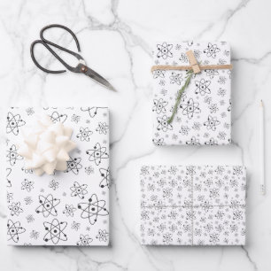 Science Chemie Atom Symbol B & W Thema Geschenkpapier Set