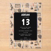 Science Chemistry Scientifics Birthday Party Thema Acryleinladungen (Vorderseite)