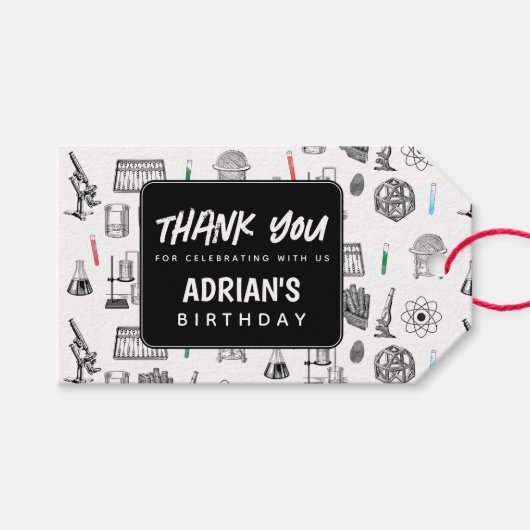 Science Chemistry Scientifics Birthday Party Thema Geschenkanhänger (Vorderseite (Horizontal))