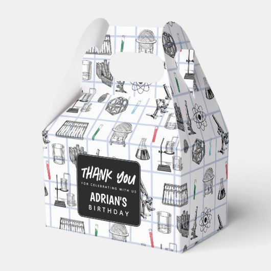 Science Chemistry Scientifics Birthday Party Thema Geschenkschachtel (Vorderseite)