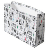 Science Chemistry Scientistry Pattern Große Geschenktüte (Rückseite Schrägansicht)