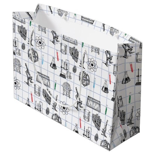 Science Chemistry Scientistry Pattern Große Geschenktüte (Rückseite Schrägansicht)