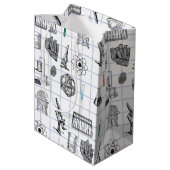 Science Chemistry Scientistry Pattern Mittlere Geschenktüte (Rückseite Schrägansicht)