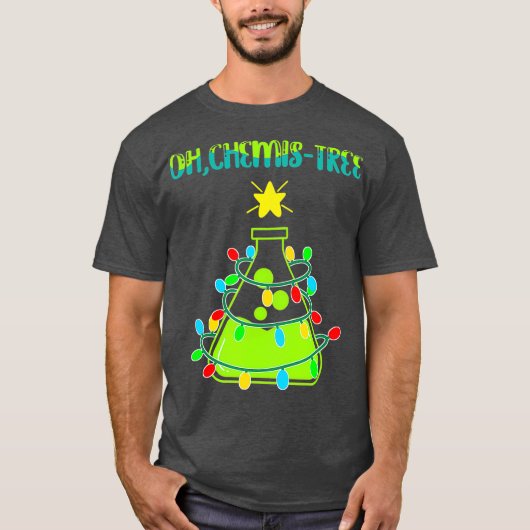 Science Christmas Tree Pun Oh Chemistree Funny T-Shirt (Vorderseite)