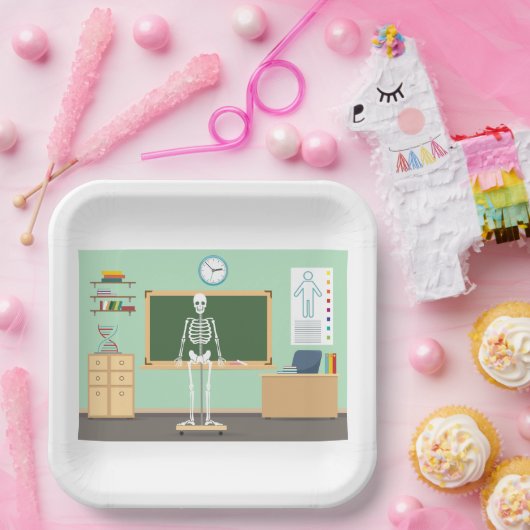 Science Class Skeleton Pappteller (Party)
