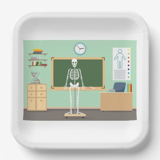 Science Class Skeleton Pappteller (Vorderseite)