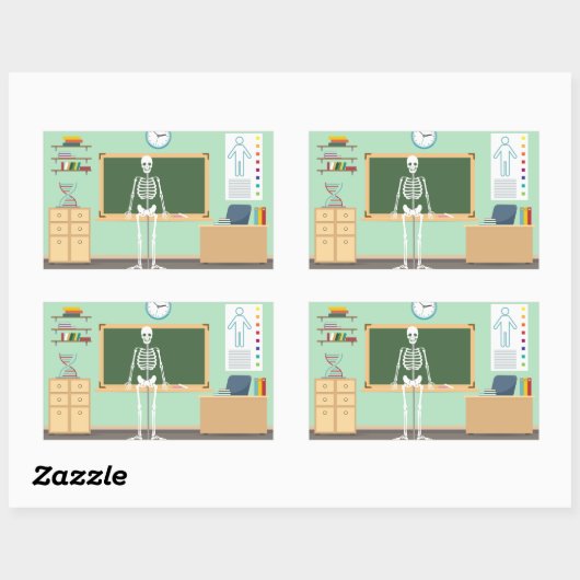 Science Class Skeleton Rechteckiger Aufkleber (Blatt)